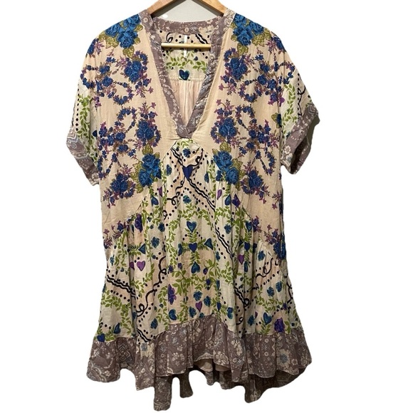 Free People Dresses & Skirts - Free People Romantic Floral Babydoll Dress Small Boho Festival Oversized Flowy